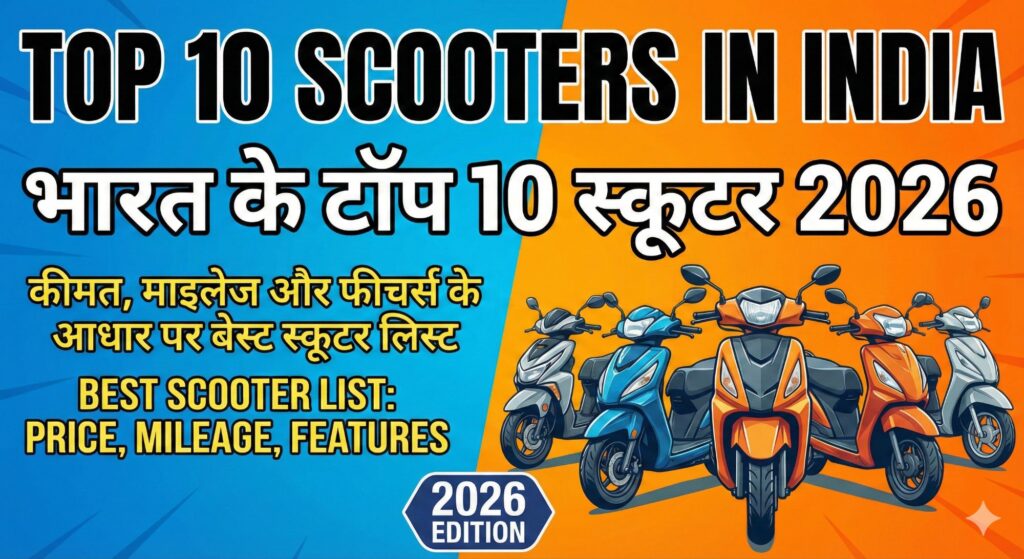 top 10 scooters in India भारत के टॉप 10 स्कूटर 2026: कीमत, माइलेज और फीचर्स के आधार पर बेस्ट स्कूटर लिस्ट